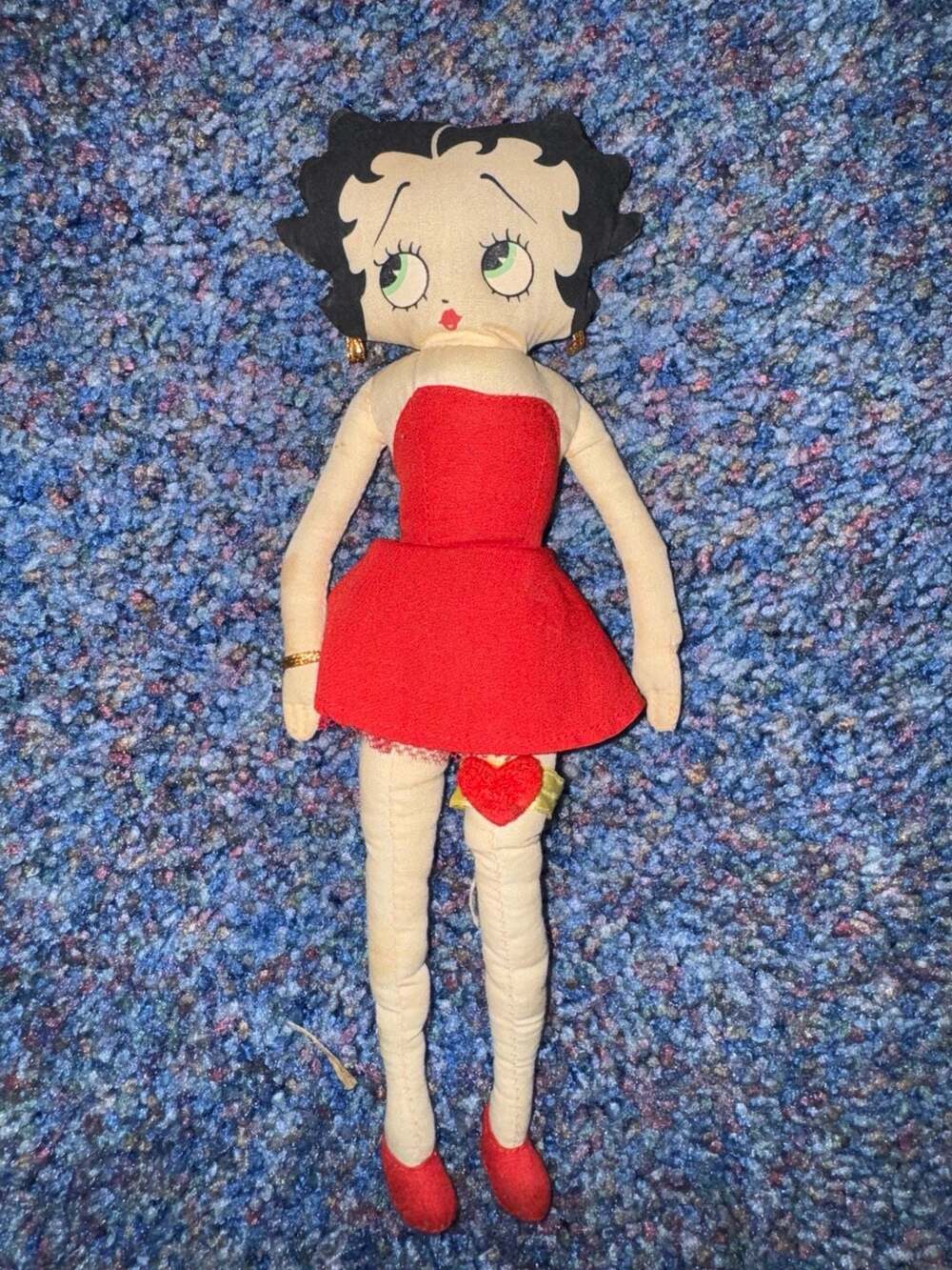 Vintage Play-By-Play Betty Boop Plush Rag Doll in Red Dress with Heart Garter